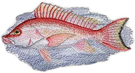 שפע הטבע של הטבע דיוקנאות דגים מותאמים אישית של הטבע [דג חוטף אדום] ברזל רקום על תיקון/תפירה [6.5 x3.5] מיוצר